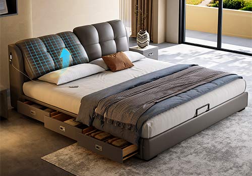 Design Awards Winner - DELIASOPIN - Adjustable Bed with Genuine Leather Backrest